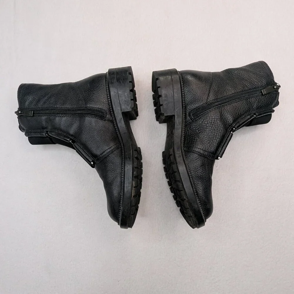 Aquatalia Men’s Waterproof Leather Elastic Strap Side Zip 401267 Combat Boots 6M